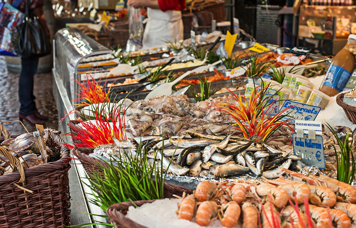 A seafood market in Paris, France