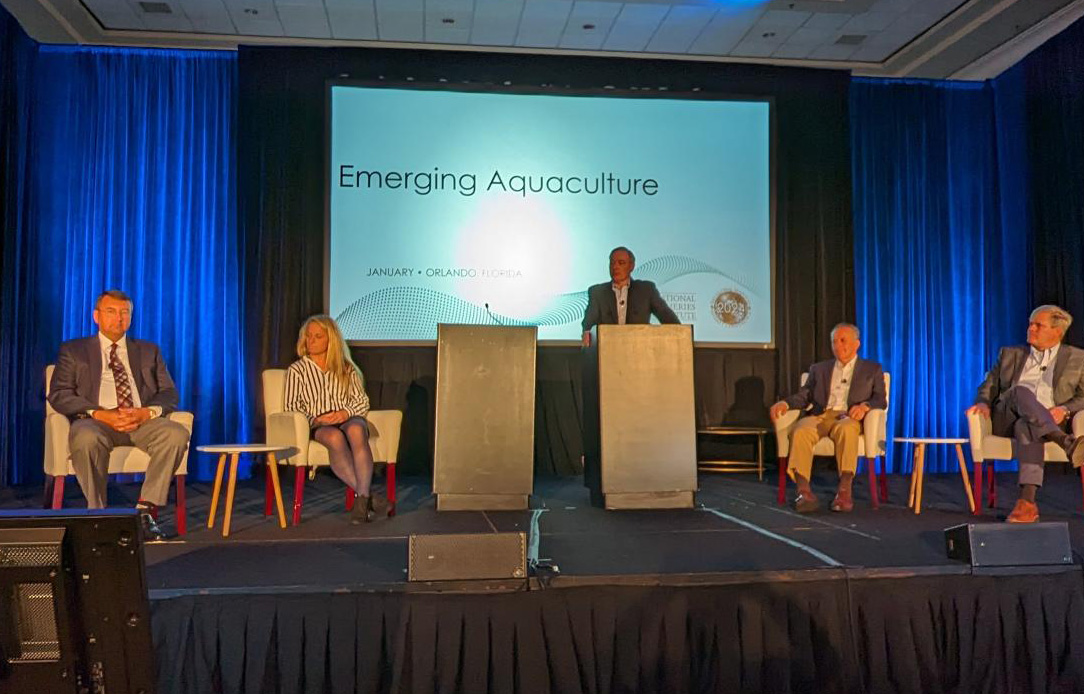A panel at the 2024 Global Seafood Market Conference highlighting how to establish a new aquaculture operation.