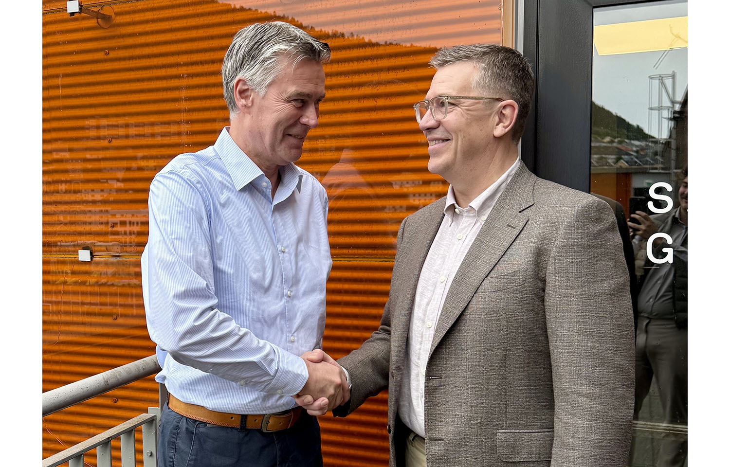 Salmon Group CEO Jan Olav Langeland and WellFish Tech CEO Charlie Granfelt