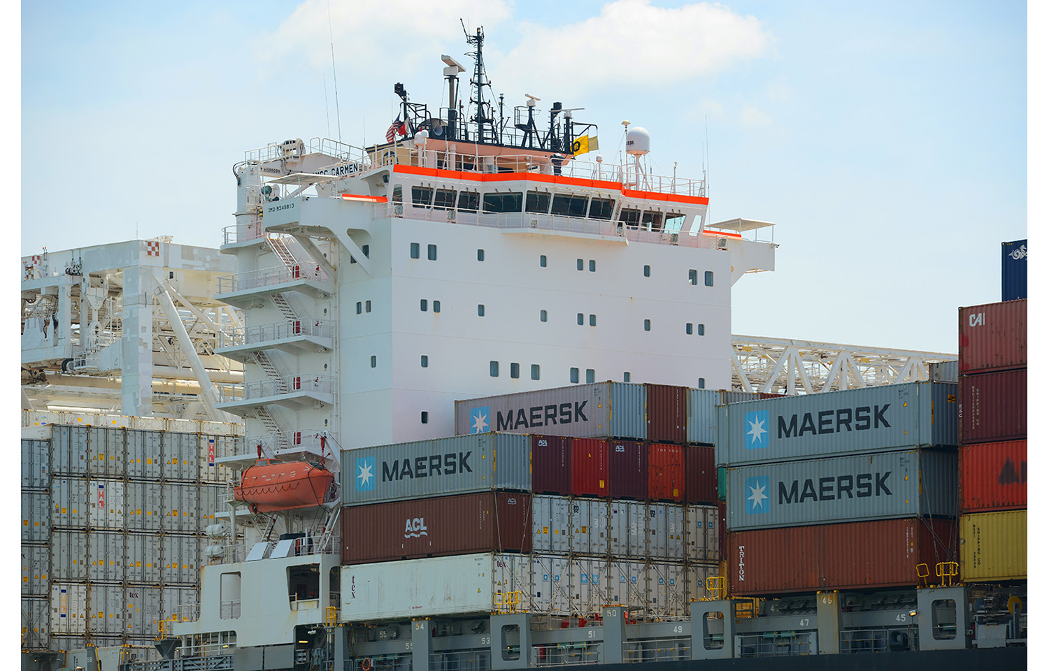 A container ship at the Port of Boston.