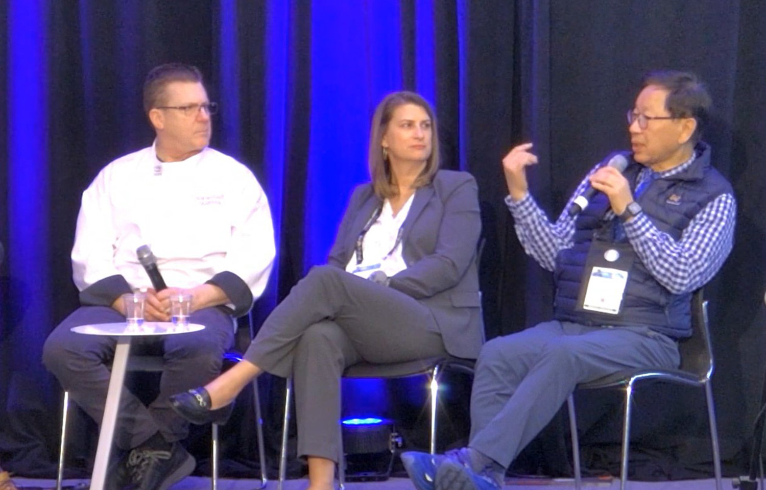 North Coast Seafoods Chief Director of Innovation and Development Andrew Wilkinson; Searenity Seafoods Founder/President Lauren Enz; and UMass Amherst Executive Director, Auxiliary Enterprises Ken Toong during the SENA Panel: Sustainable Seaweed Making Waves in Restaurants Across the Country