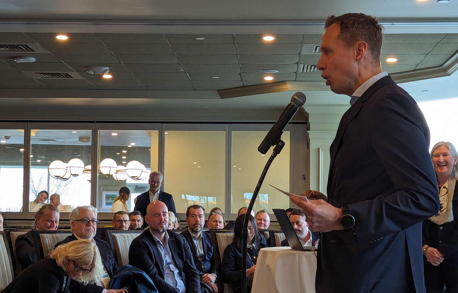 Norwegian Seafood Council CEO Christian Chramer addressing a crowd