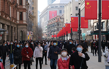 Tourists in Shanghai, China.