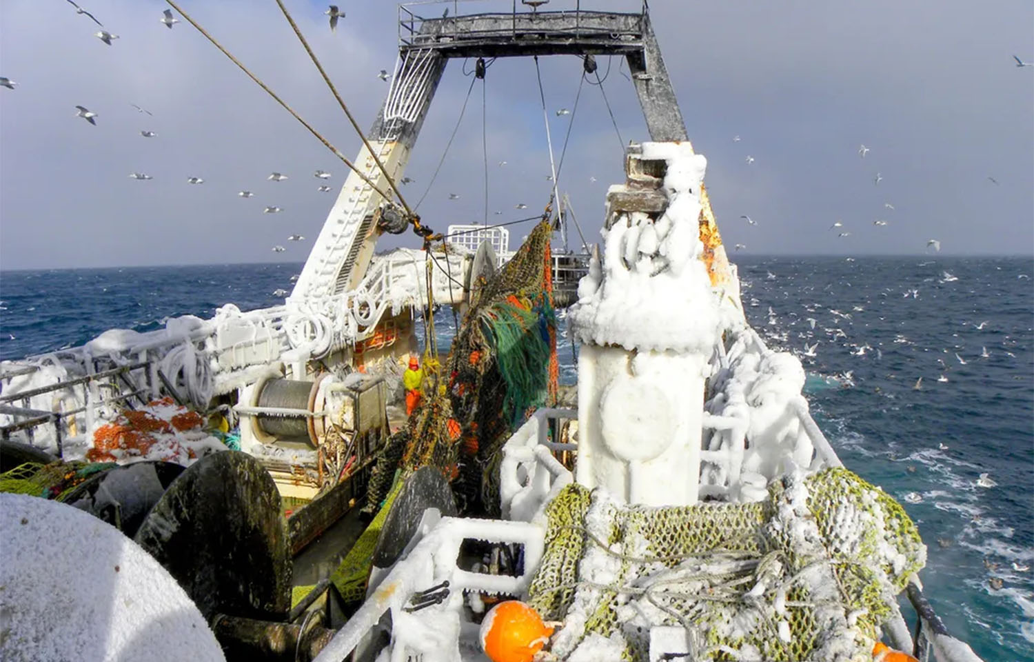 A trawl fishing vessel in Alaskan waters