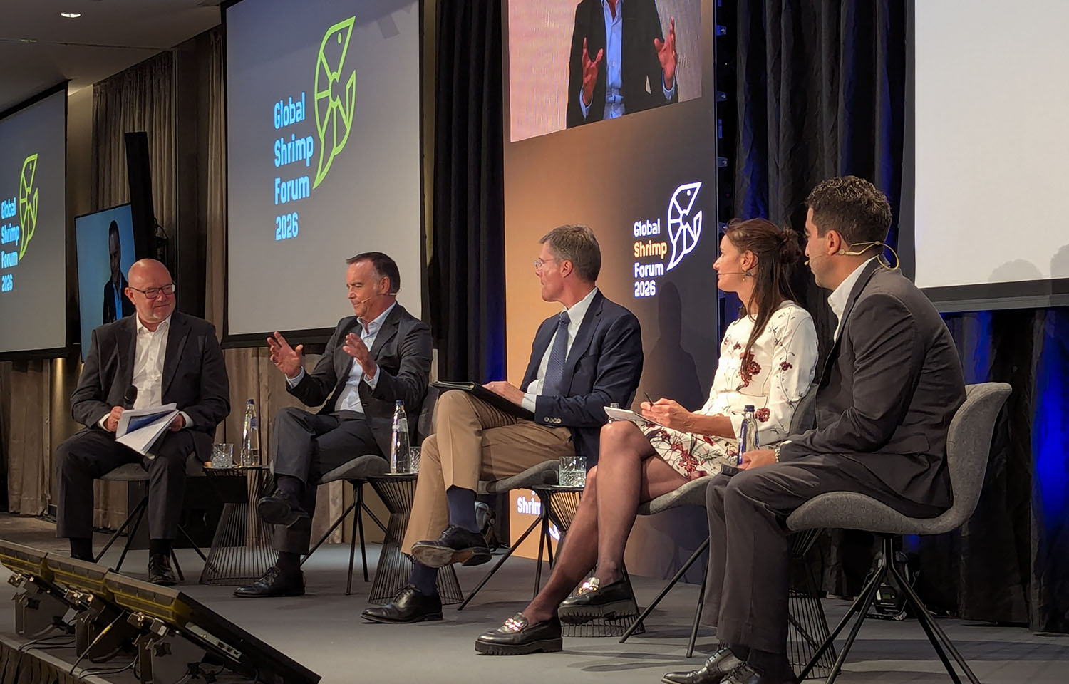 A panel during the wild-caught shrimp summit in Utrecht, Netherlands