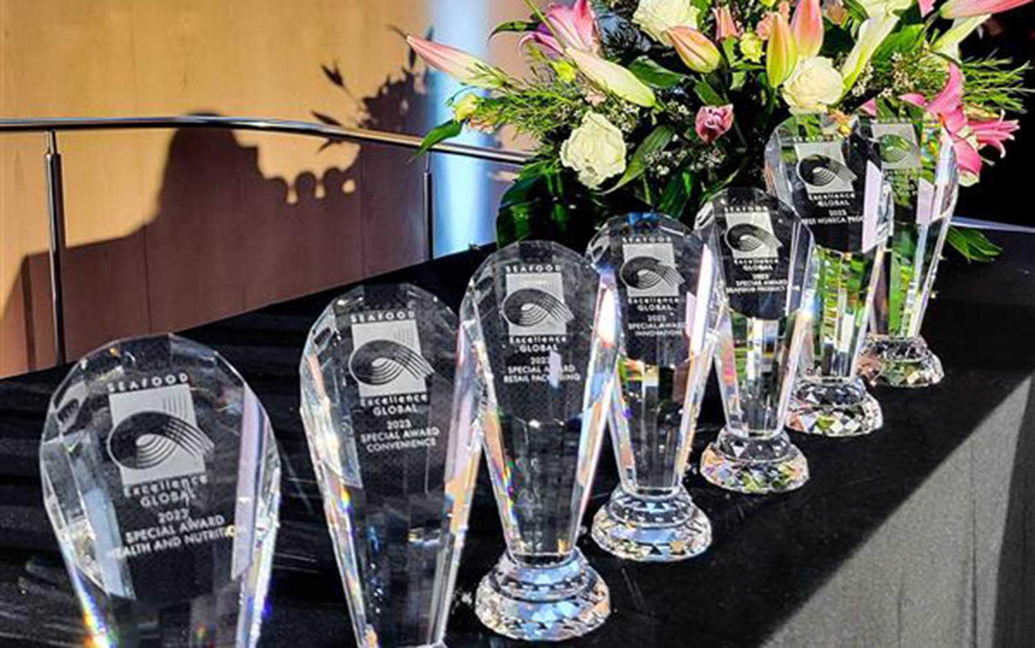 SEG Excellence Award trophies from 2023