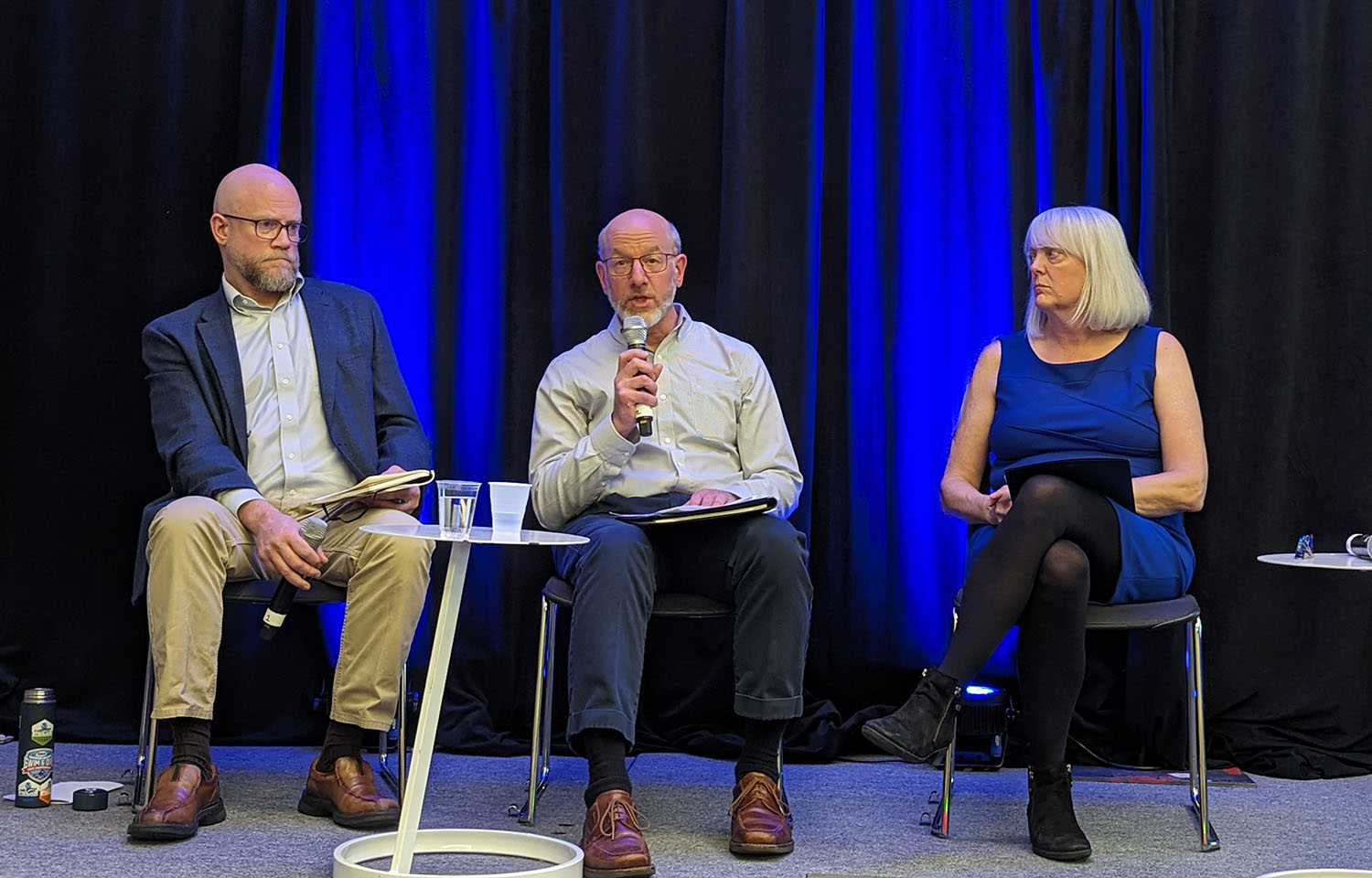 Alaska Fisheries Science Center Director Robert Foy, NOAA Fisheries Alaska Regional Administrator Jon Kurland, and NOAA Assistant Administrator Janet Coit at a panel at Seafood Expo North America