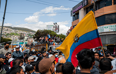 Protestors converge on the capital in Ecuador during protests in June 2022.