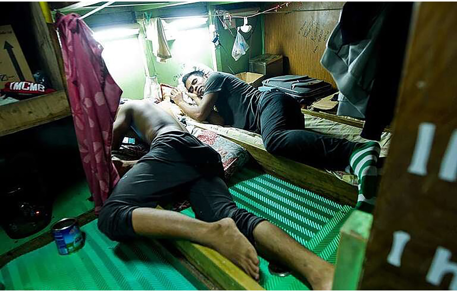 Fishers sleeping on a vessel