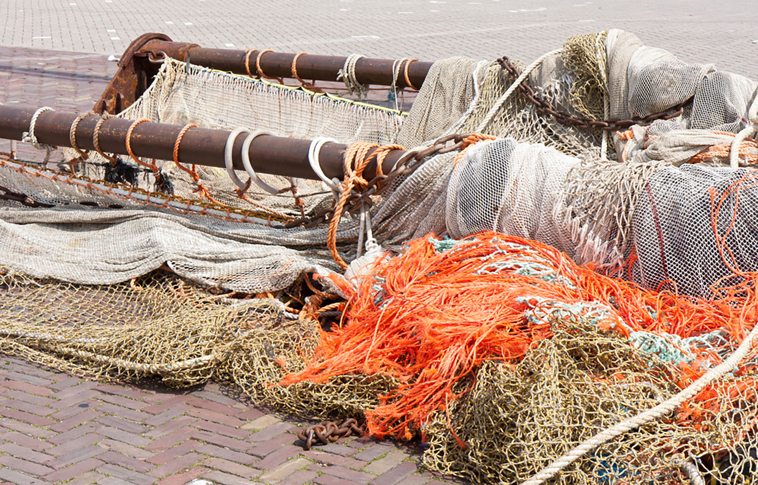 Trawling nets on a boat.
