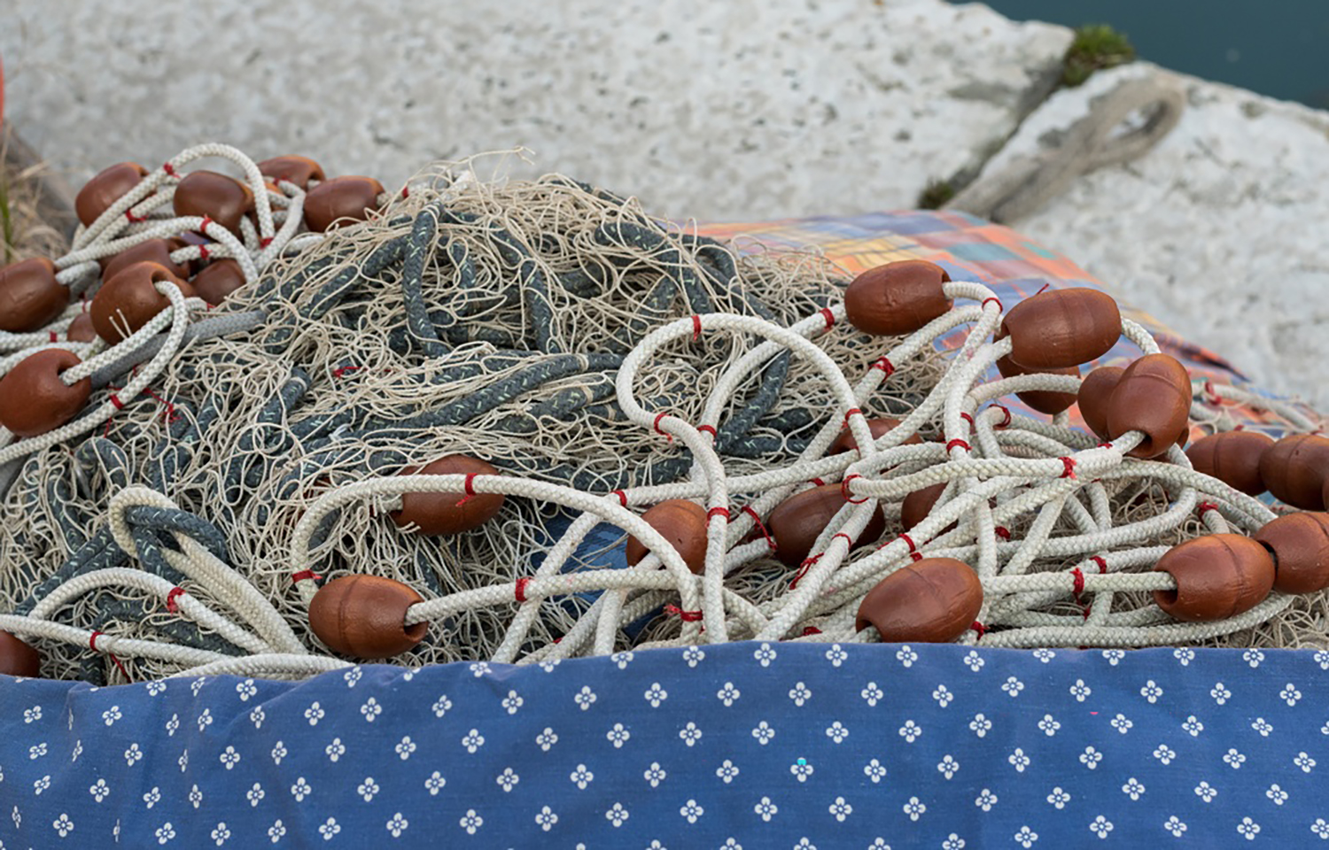 Fishing nets on the dock in Grado, Italy