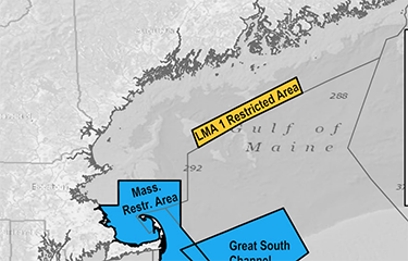 A map of the LMA 1 restricted area off the coast of the U.S. state of Maine.