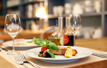 Salmon plate at restaurant