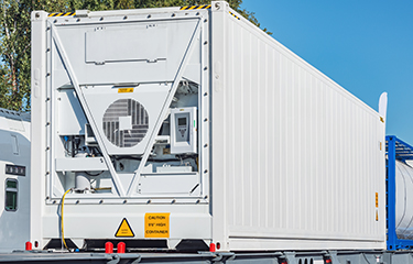 A refrigerated shipping container.