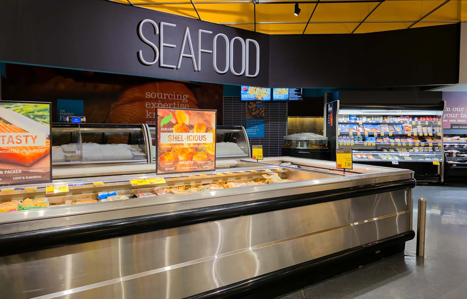 A seafood section at a grocery store in New York
