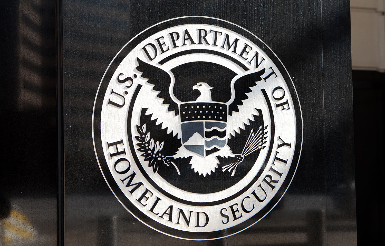 The U.S. Department of Homeland Security's logo on a building