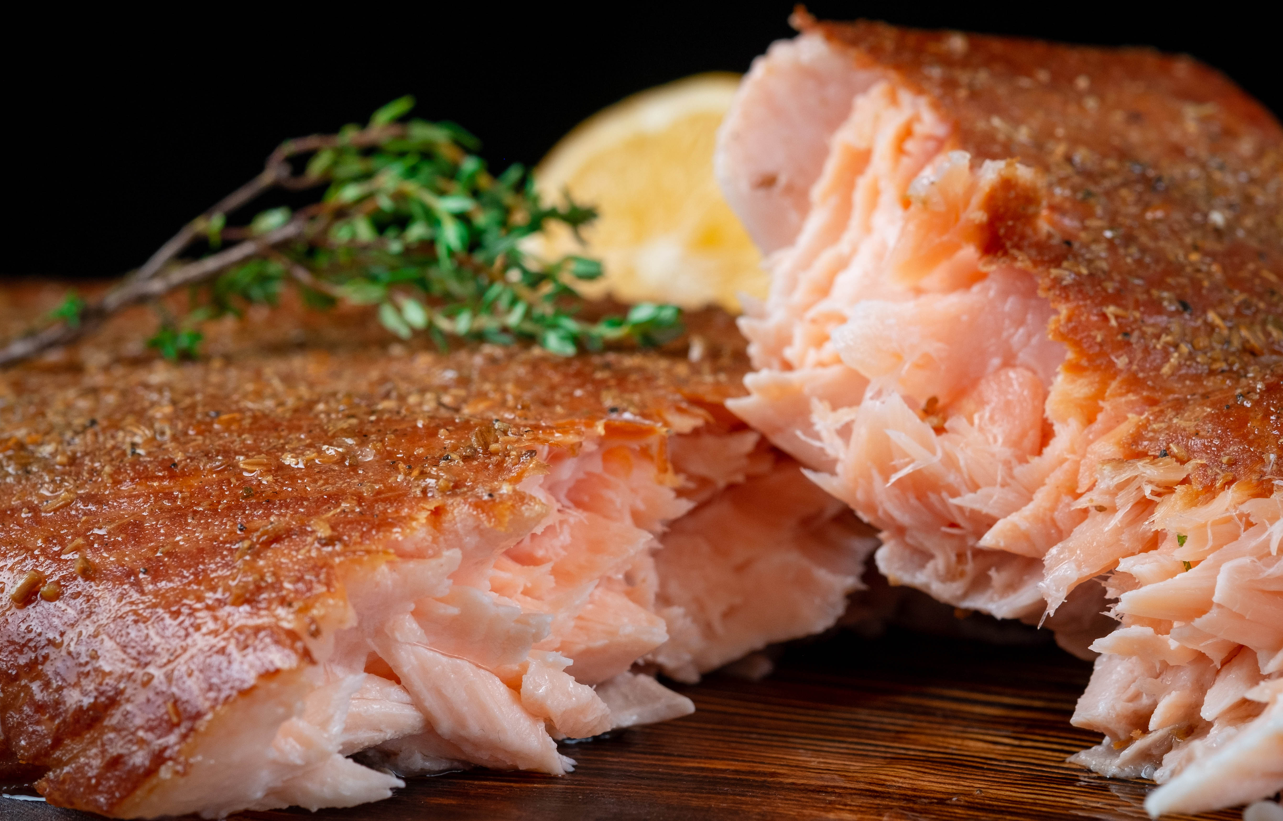 Torn piece of Norwegian salmon