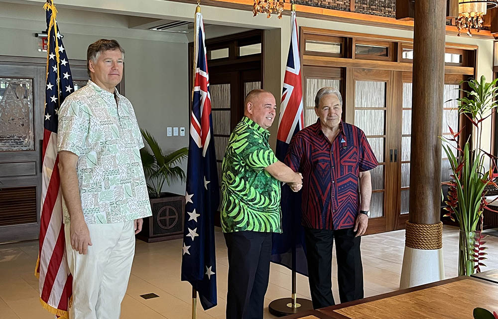 U.S. Deputy Secretary of State Christopher Landau meeting with Cook Islands Prime Minister Mark Brown and New Zealand Foreign Minister Winston Peters ahead of the Pacific Islands Forum Leaders Meeting