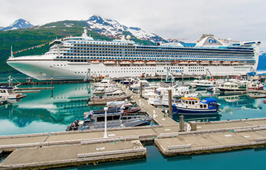 A cruise ship in Whittier, Alaska.