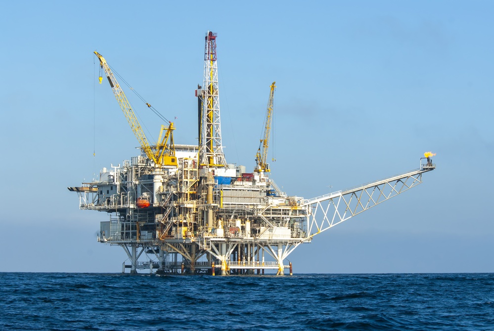 An abandoned oil platform off of Santa Barbara, California