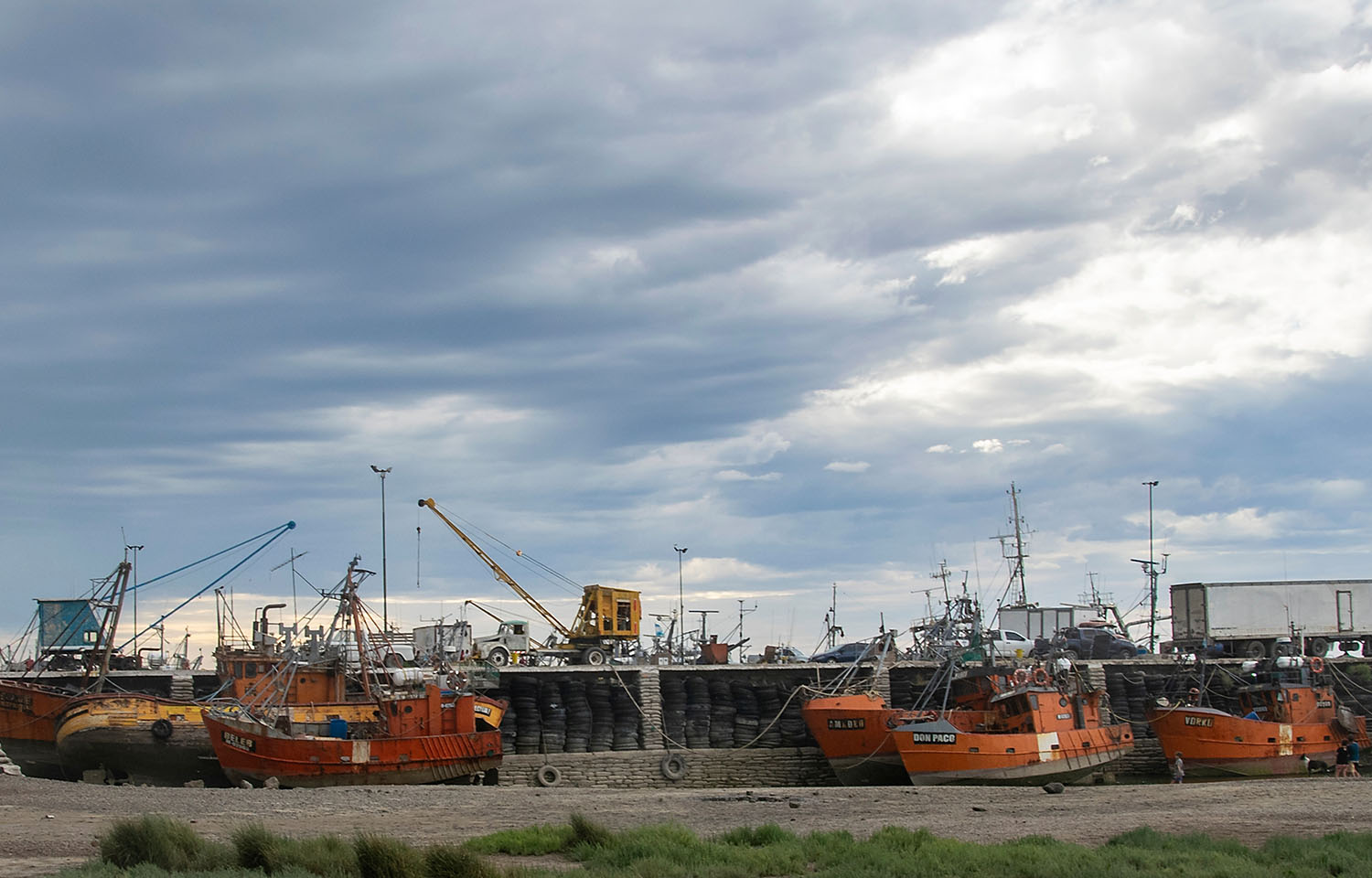 A series of fishing boats in Argentina