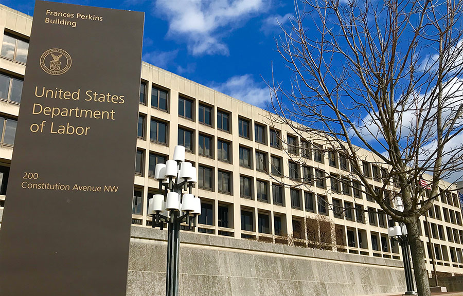 The exterior of the U.S. Department of Labor