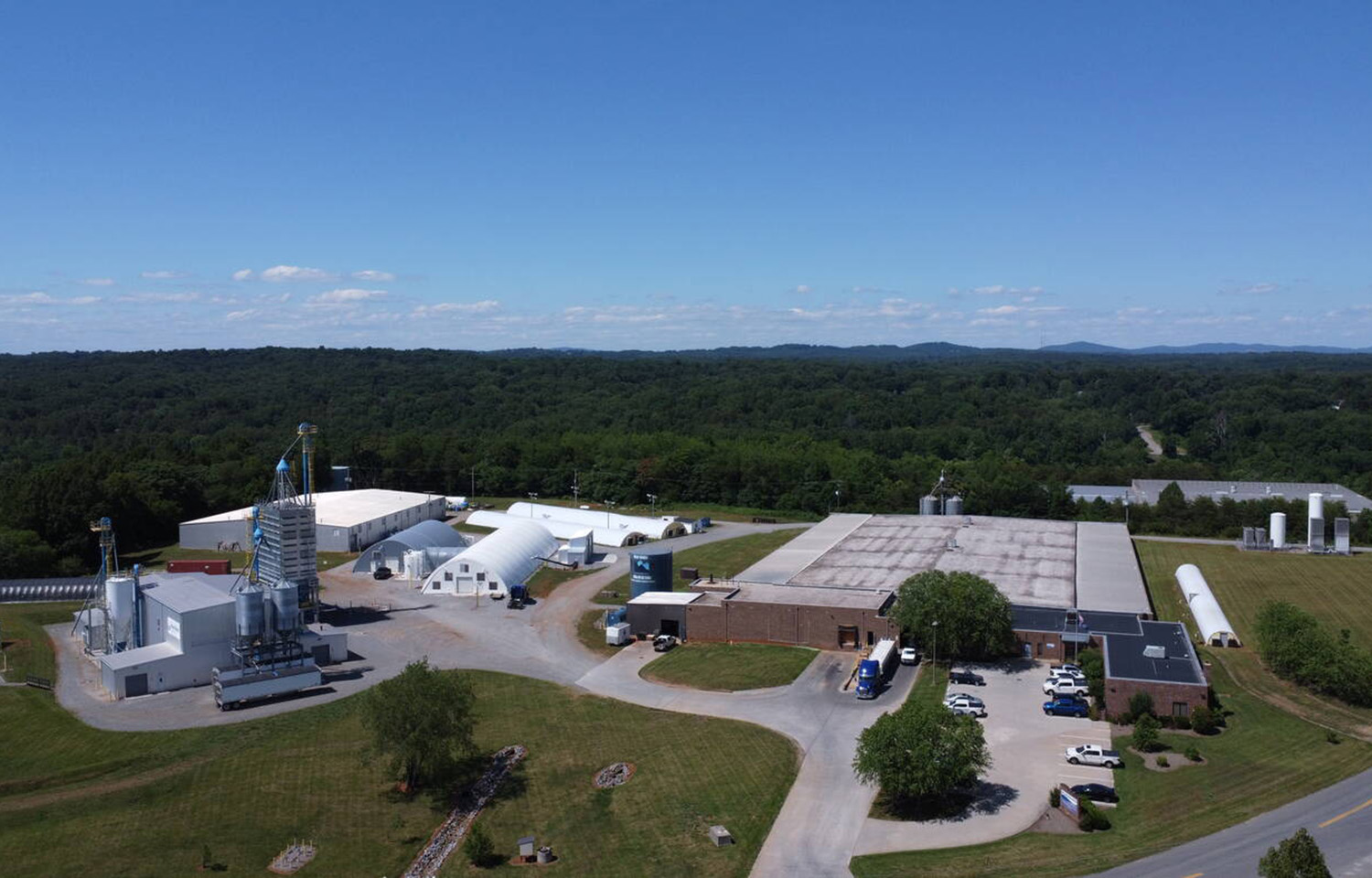 An aerial view of Blue Ridge Aquaculture's facilities in Virginia