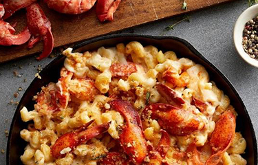 A lobster mac n' cheese dish produced by Hancock Gourmet Lobster Co.