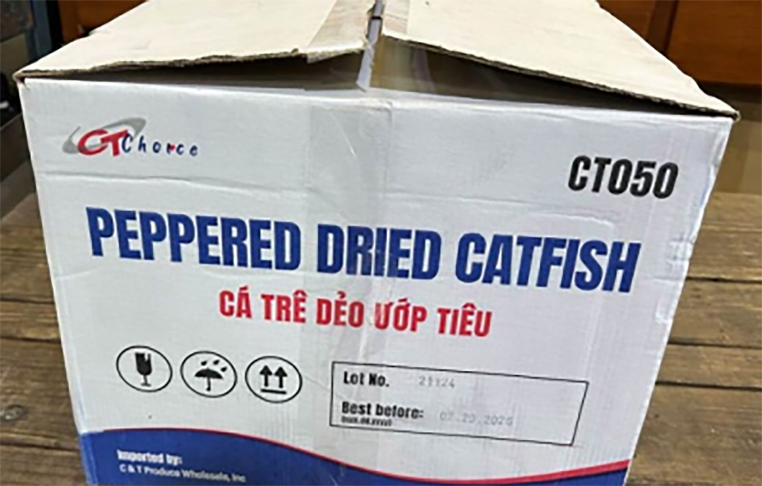 A box of recalled catfish from Vietnam