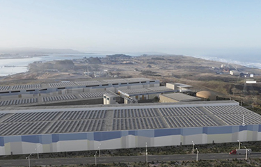 A rendering of Nordic Aquafarms' planned land-based recirculating aquaculture facility in Humboldt County, California.
