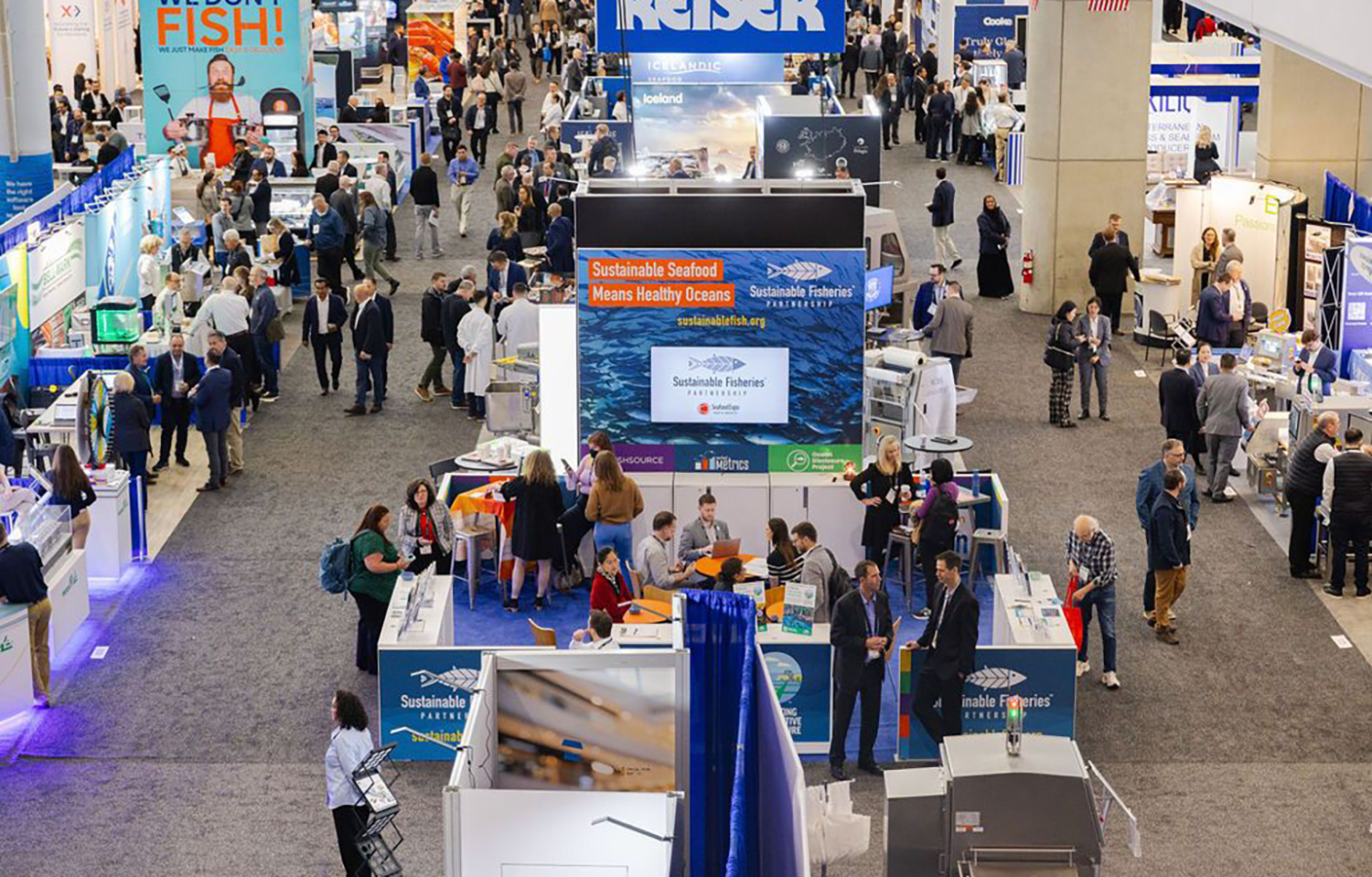 The Sustainable Fisheries Partnership booth at the 2024 Seafood Expo North America