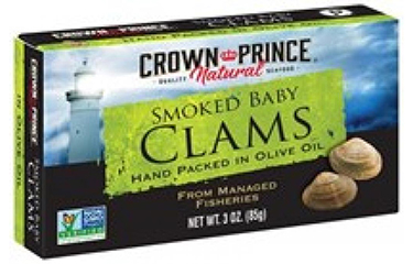 A package of Crown and Prince smoked baby clams.