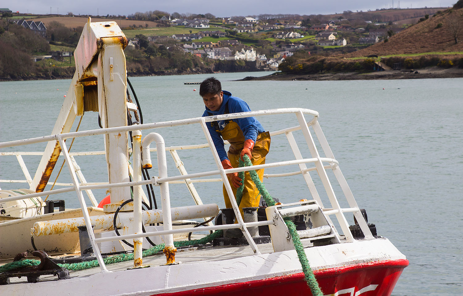 A crew member onboard a commercial fishing vessel in County Cork, Ireland