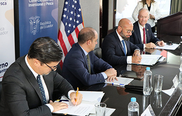 Officials from Ecuador and the U.S. Food and Drug Administration sign a new agreement regarding shrimp exports.