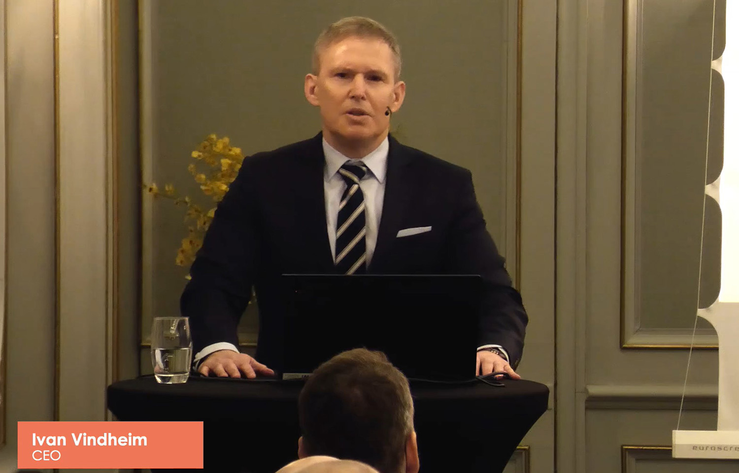 Mowi CEO Ivan Vindheim presenting the company's FY 2024 results