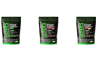 Ozers plant-based sports nutrition products.