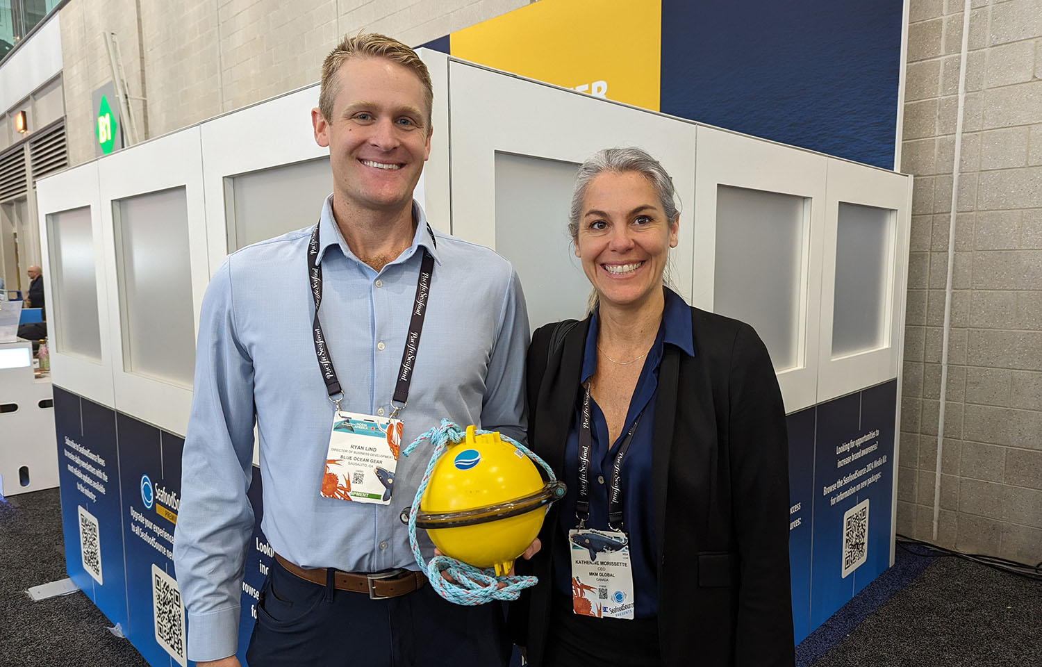Blue Ocean Gear Sales Manager Ryan Lind and Gulf of St. Lawrence FIP Coordinator Katherine Morisette at Seafood Expo North America