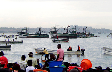 Commercial fishing vessels in Angola.
