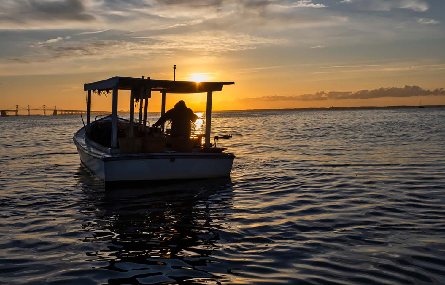 A Chesapeake Bay crabber heading out to work