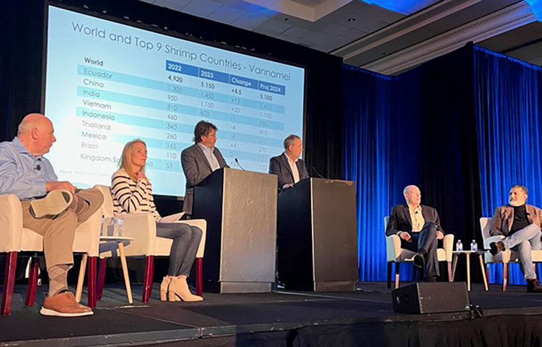 The shrimp panel at the Global Seafood Market Conference in 2024.