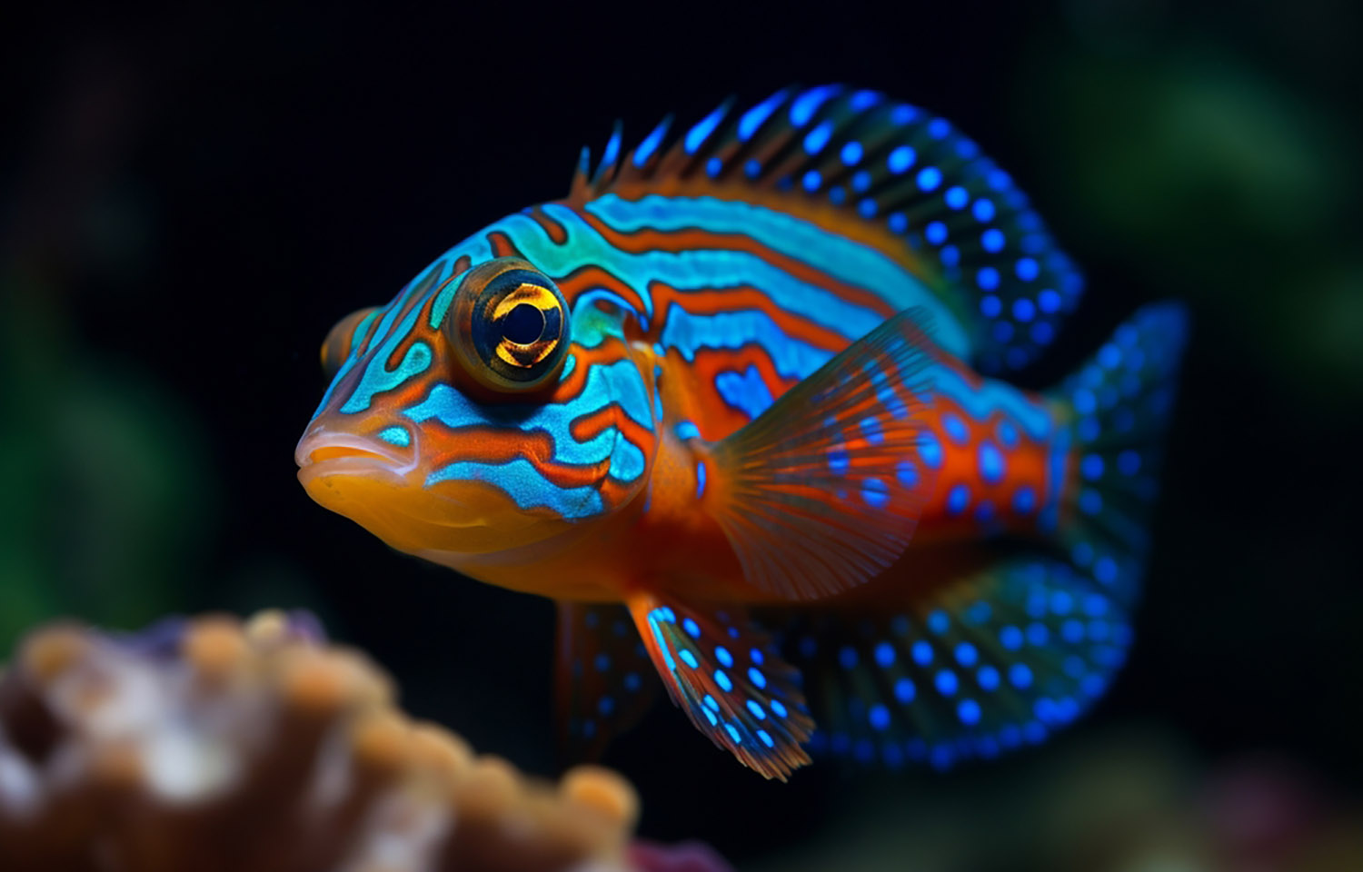 A mandarin fish swimming