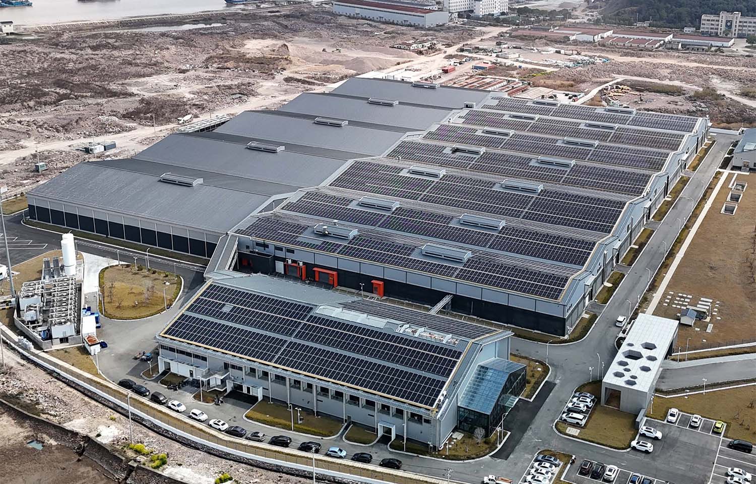An aerial view of Nordic Aqua Partners land-based facility in Ningbo, China
