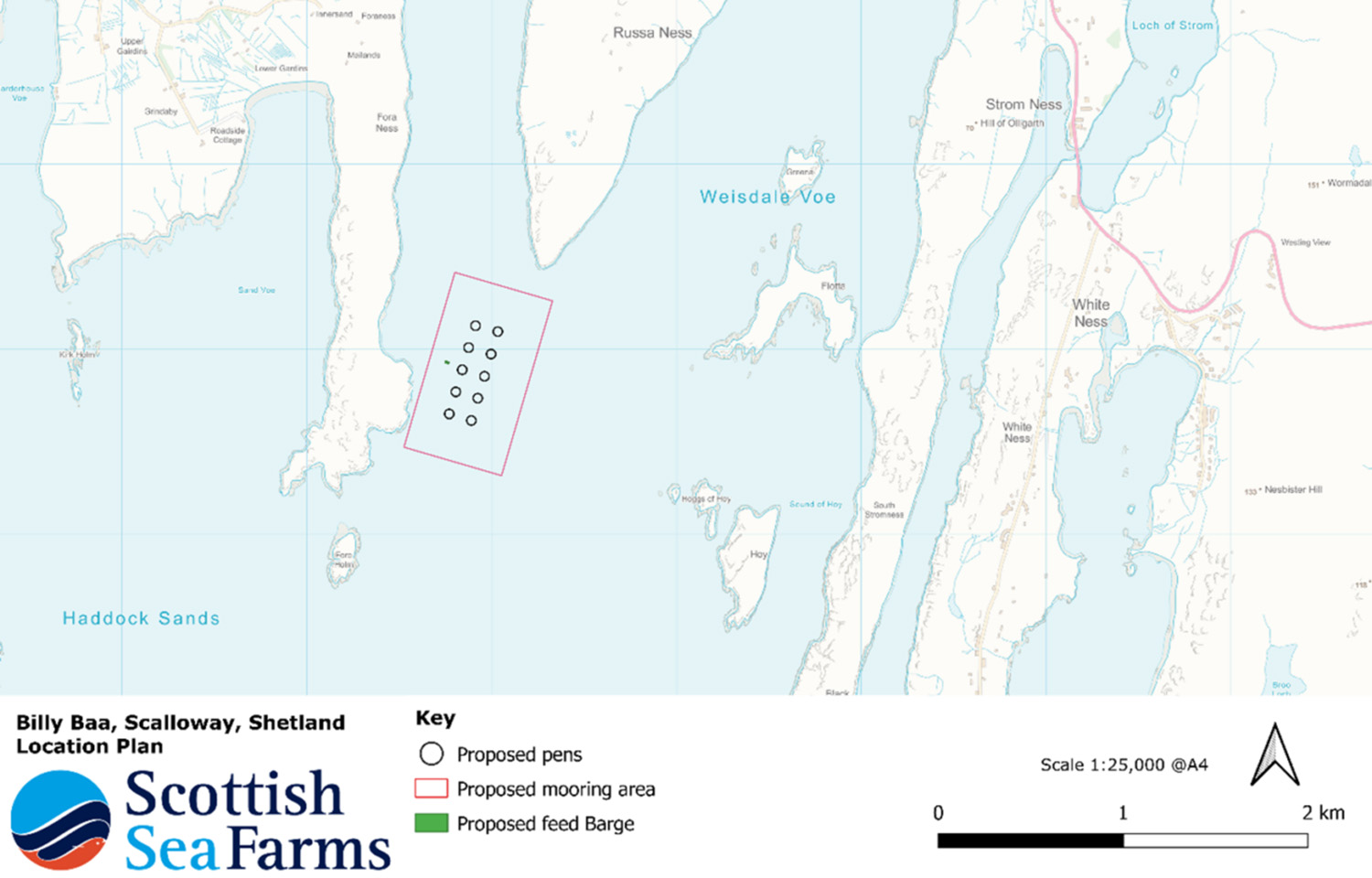 A map highlighting where Scottish Sea Farms' new Billy Baa farm will be located