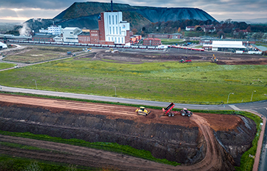 The construction site of Billund Aquaculture's RAS shrimp farm