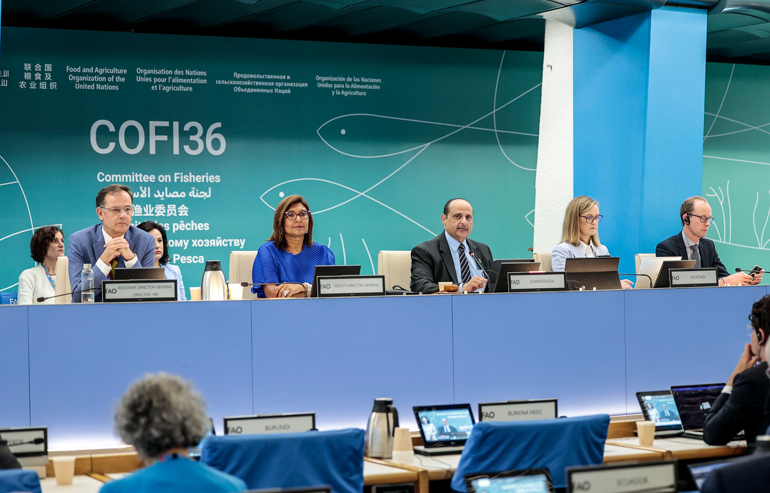 The UN FAO Committee on Fisheries during its first plenary at its 36th session in Rome, Italy