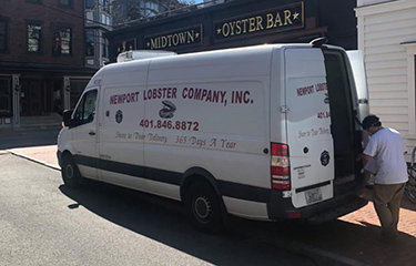 A Newport Lobster Company delivery van.