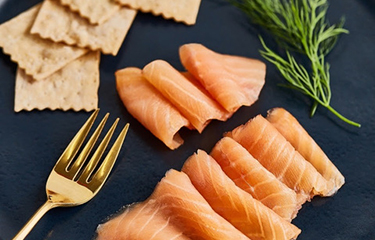 Acme smoked salmon on a piece of slate.