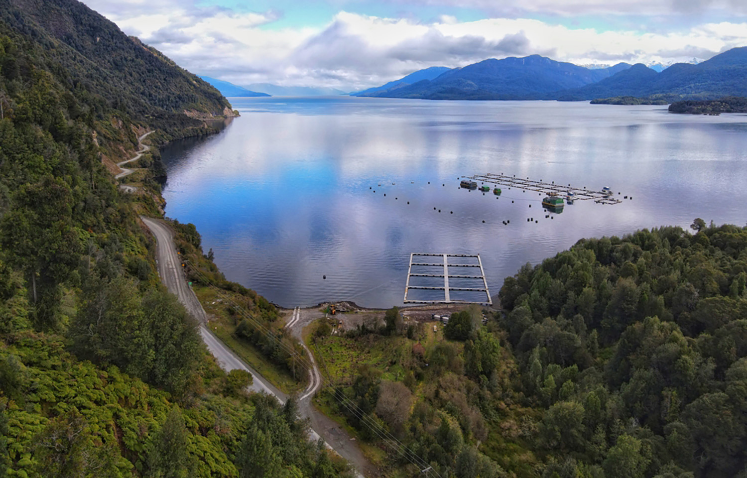 A salmon farm in Chilean Patagonia