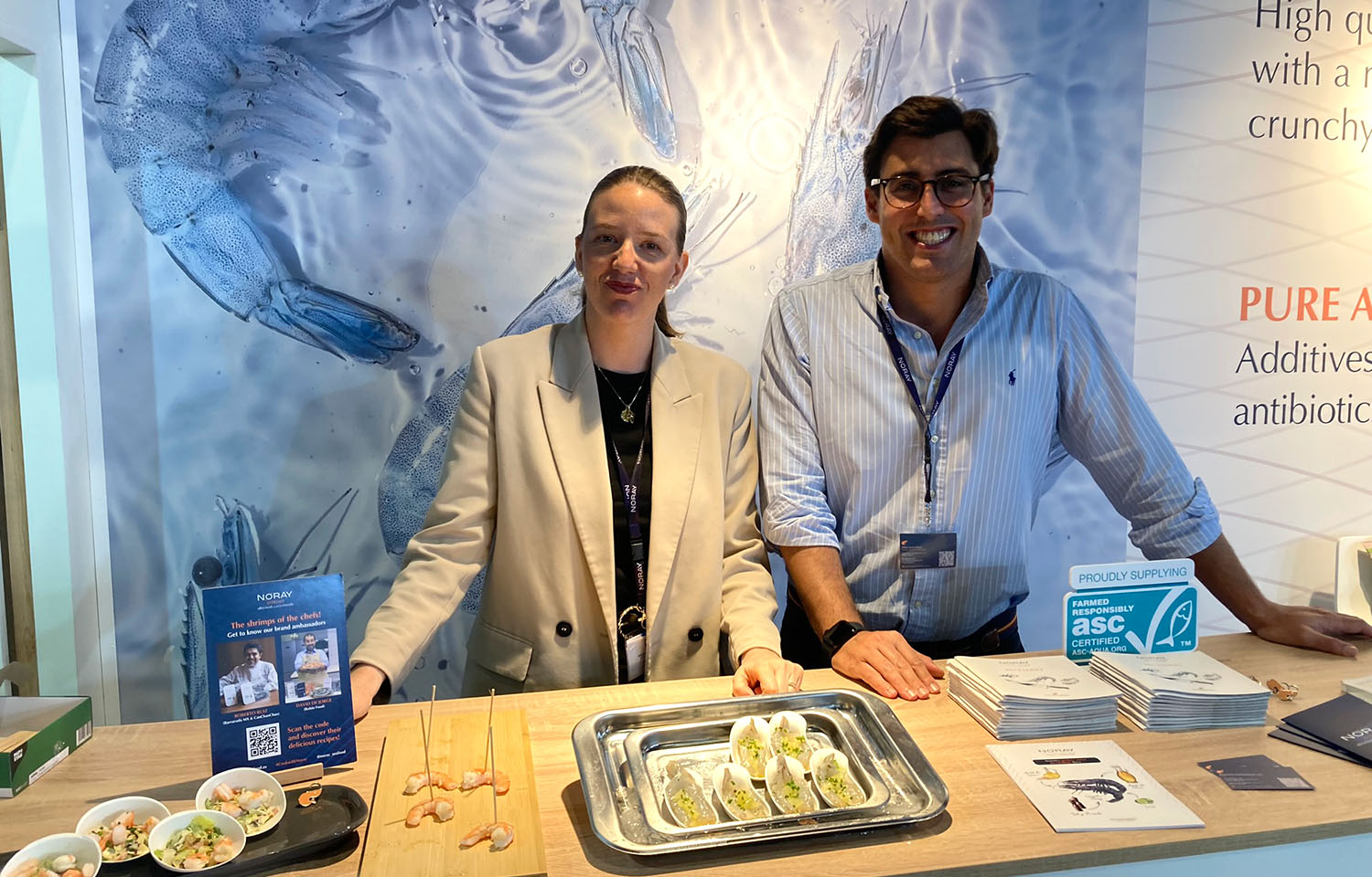 Noray Seafood Marketing and Branding Head Yolanda Patiño Iglesias and Senior Account Manager Pablo Bajo Dasca