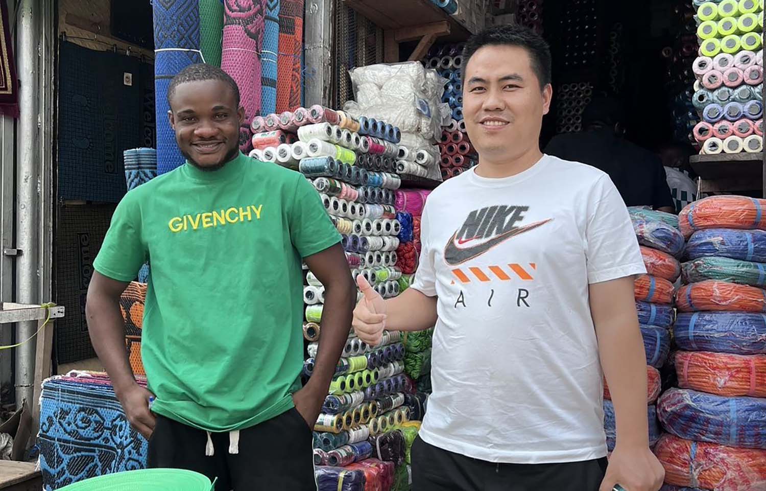 Jiang Song, the general manager of fish equipment manufacturer Wuhan JiaNuo, visiting a client in Africa